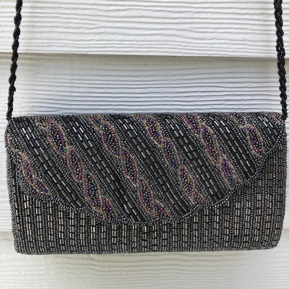 Beaded Black Evening Bag Strap
